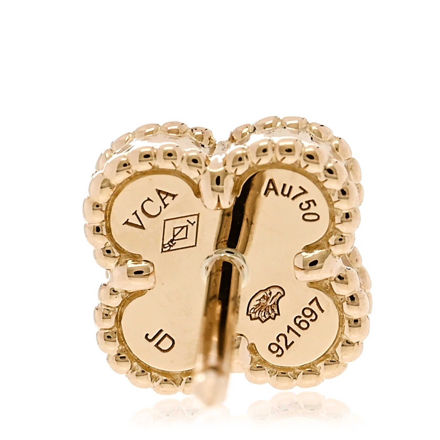 Van Cleef & Arpels 18K Yellow Gold Mother of Pearl Sweet Alhambra Earrings 4 of 5