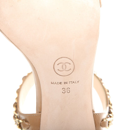 Chanel Crumpled Calfskin Chain Sandals 36 Beige 9 of 10