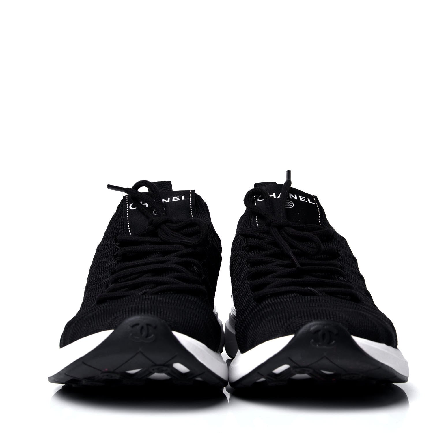 Chanel Mixed Fibers Quilted Womens CC Sneakers 39 Black 2 of 6