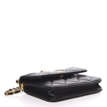 Chanel Lambskin Quilted Pearl Crush Clutch With Chain Black 4 of 9