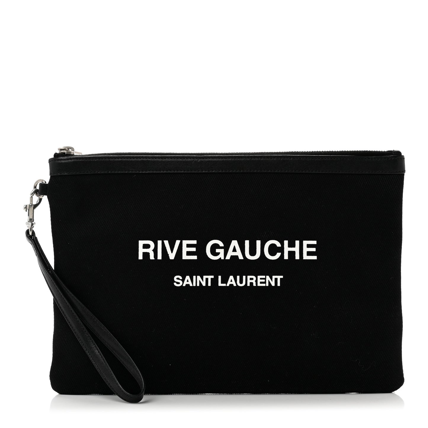 Linen Canvas Rive Gouche Zipped Pouch Black
