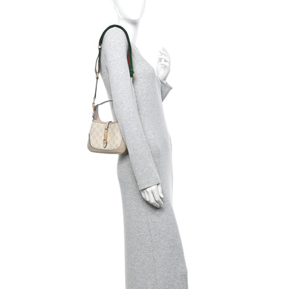 Gucci GG Supreme Monogram Textured Dollar Calfskin Mini Jackie 1961 Hobo Beige Mystic White Oatmeal 2 of 14