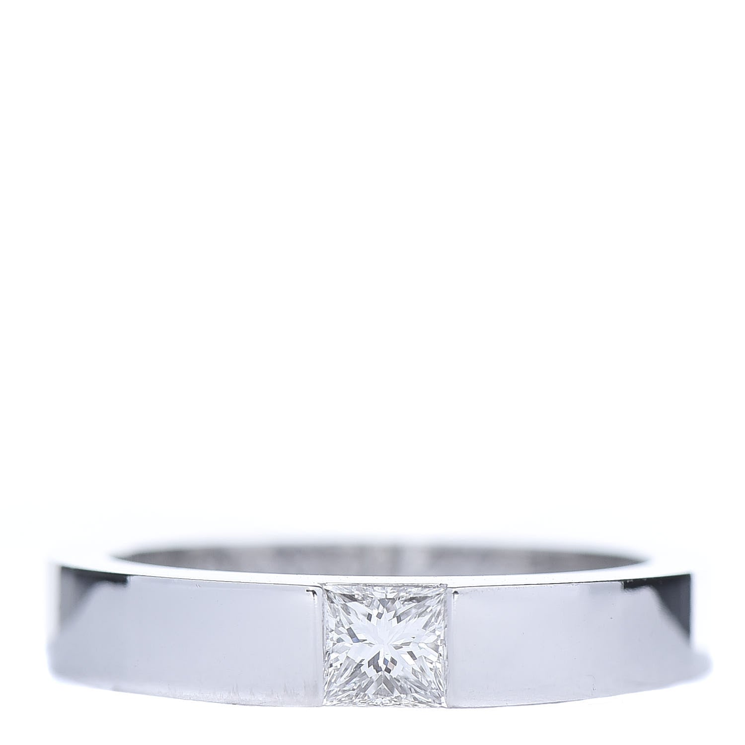 Cartier 18K White Gold Diamond .25ct Tank Solitaire Engagement Ring 50 5.25 1 of 5