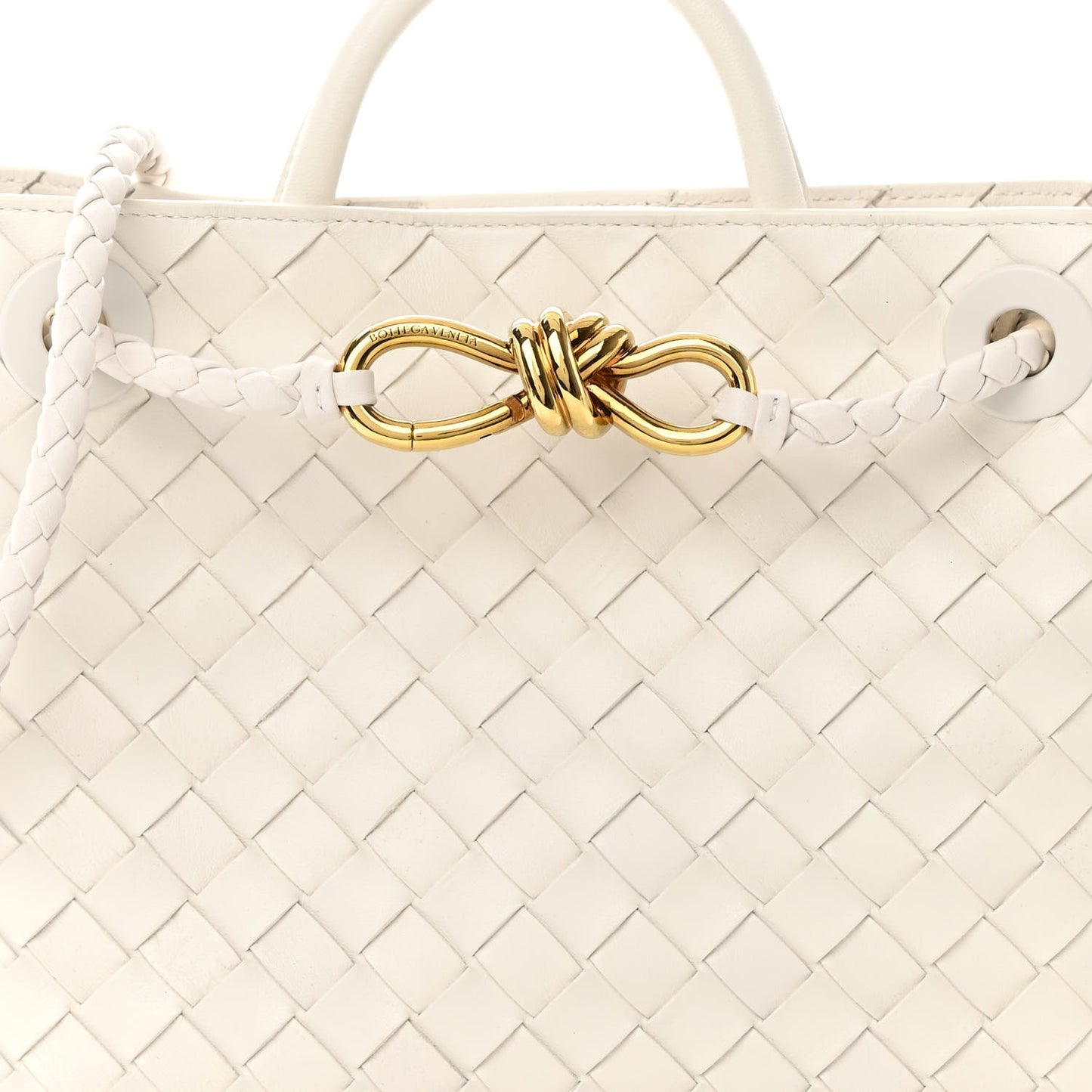 Nappa Intrecciato Small Andiamo Shoulder Bag White