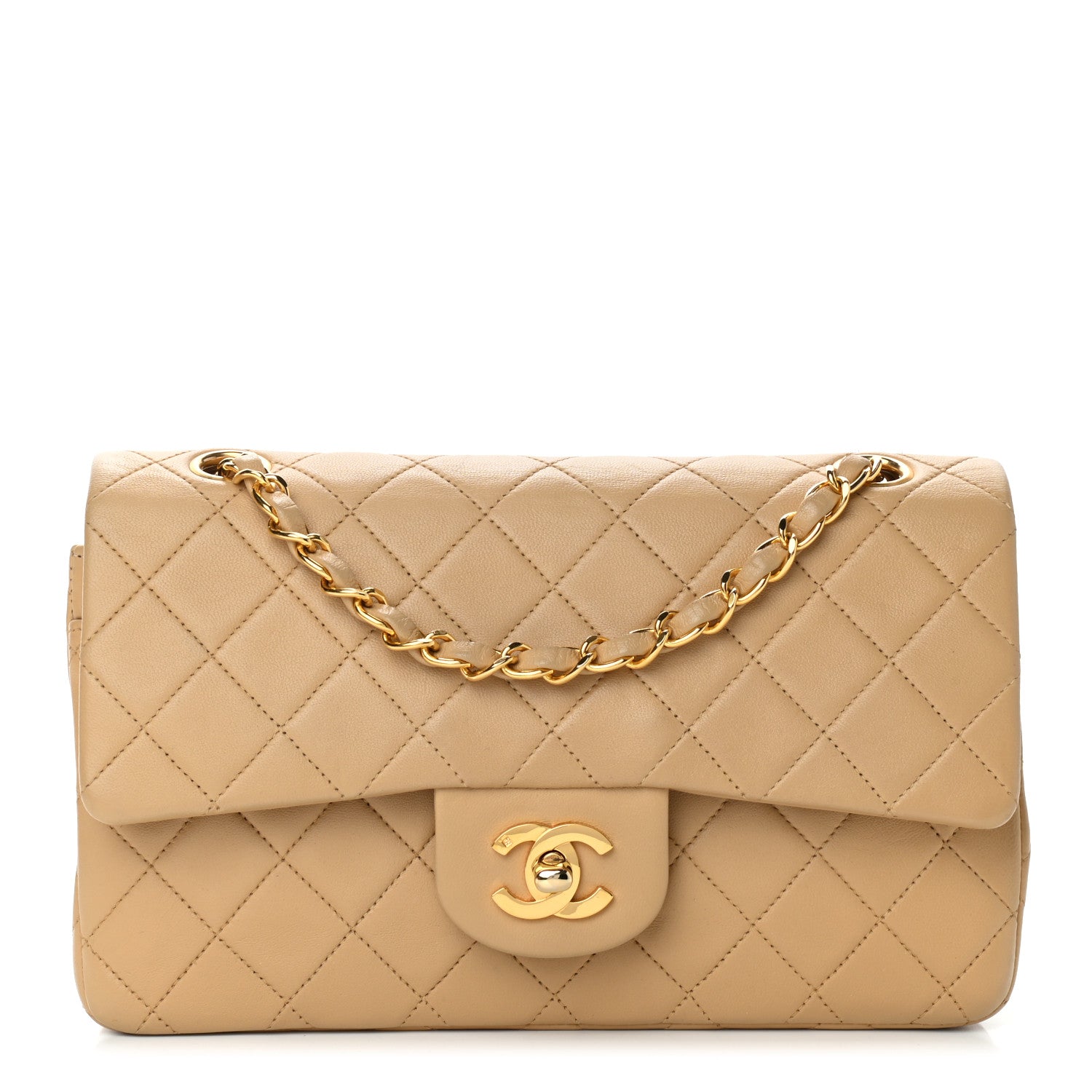 Chanel Lambskin Quilted Small Double Flap Beige 1 of 8
