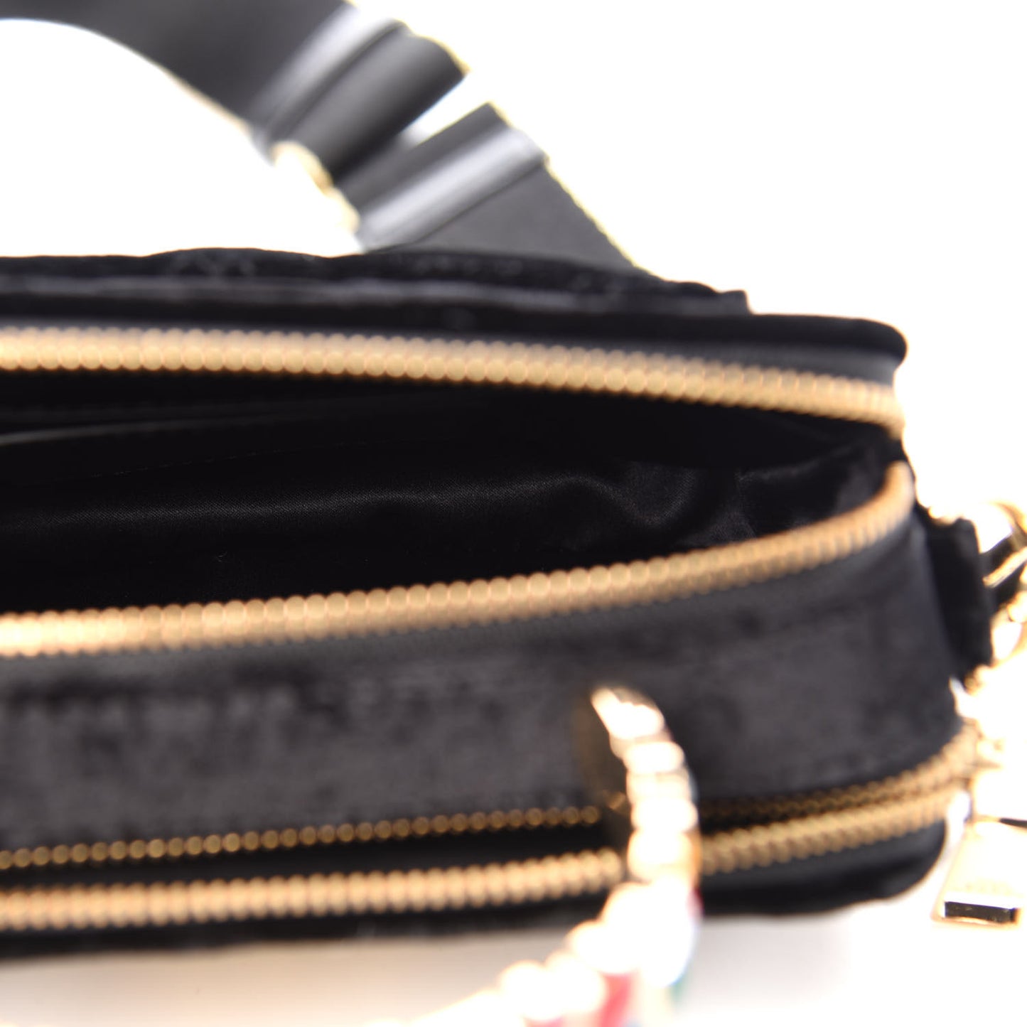 Velvet Quilted Jewel Top Handle Snapshot Crossbody Bag Black