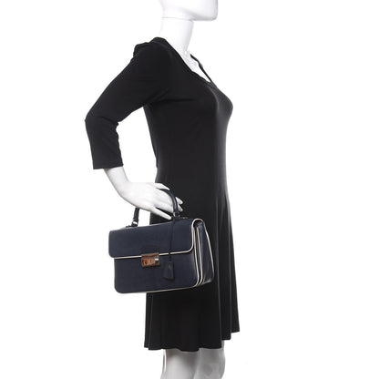 Prada Saffiano Lux Sound Top Handle Baltico Talco 2 of 10