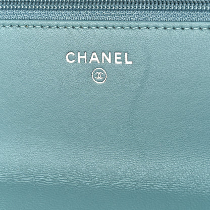 Chanel Lambskin Quilted Trendy CC Wallet On Chain WOC Light Blue 6 of 12