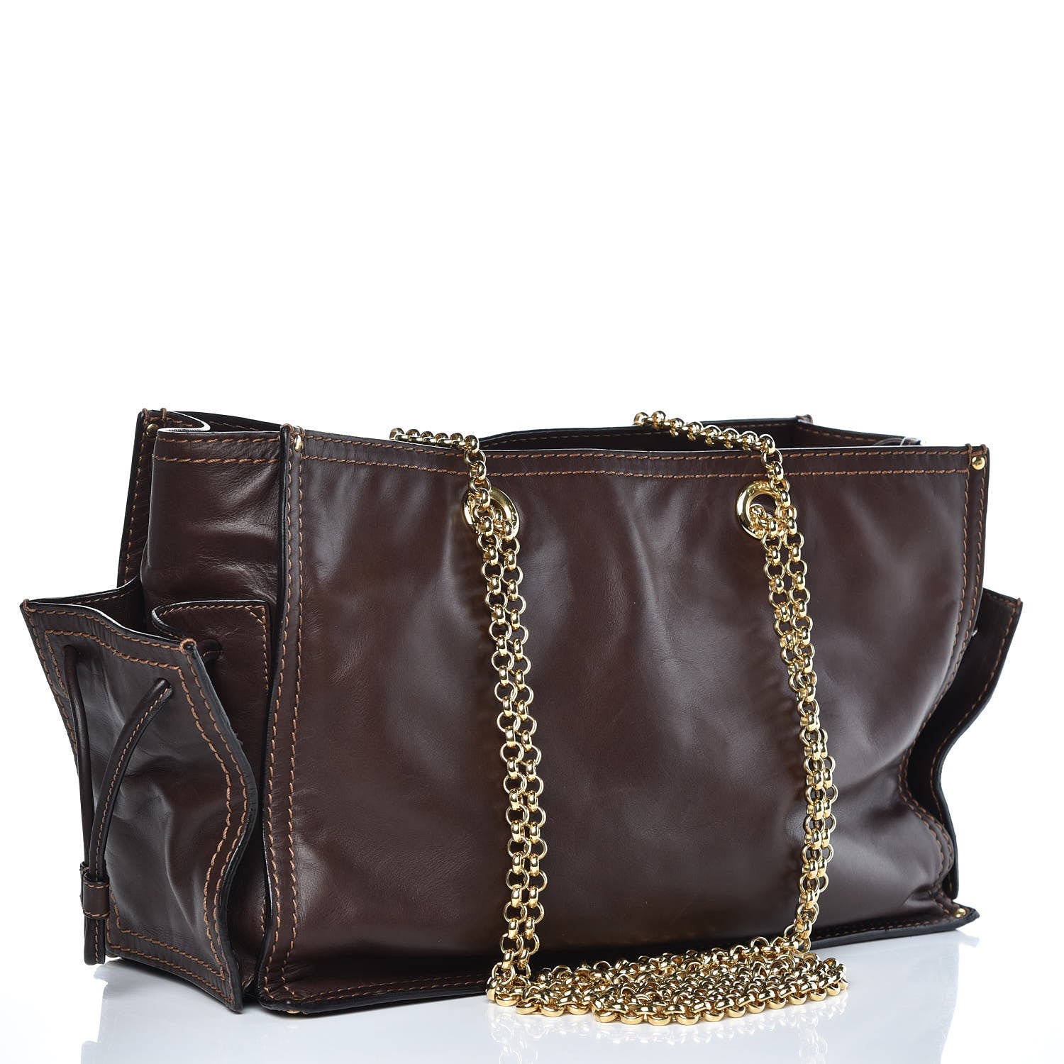 Loewe Nappa Chain Logo Shopper Tote Brown 3 of 8