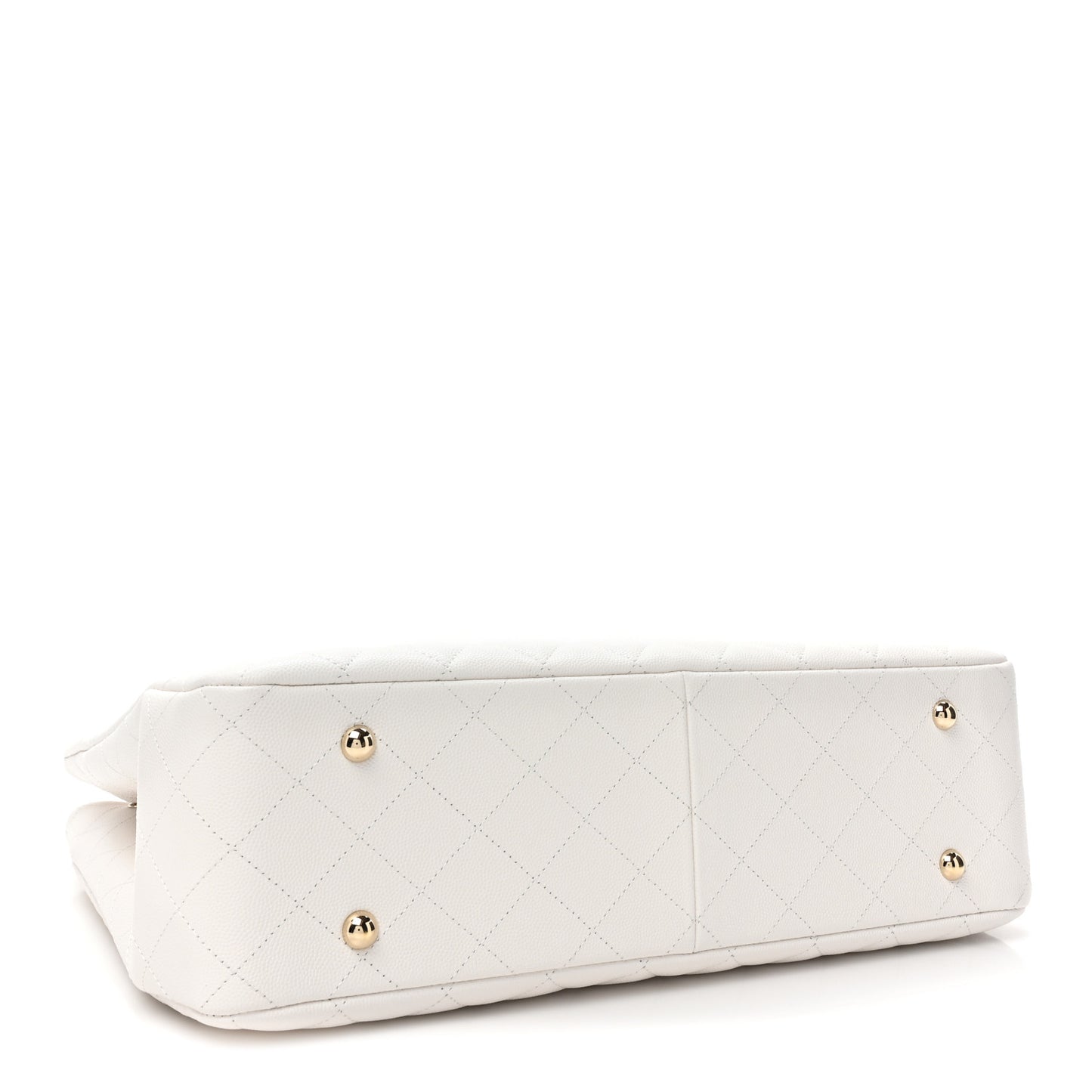 Caviar Quilted Large Classic Shopping Tote White