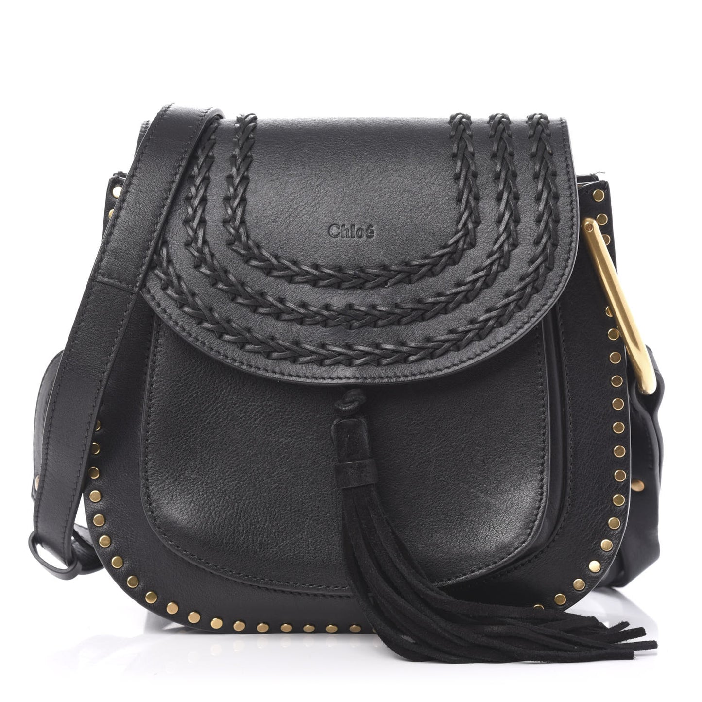 Calfskin Braided Small Hudson Shoulder Bag Black