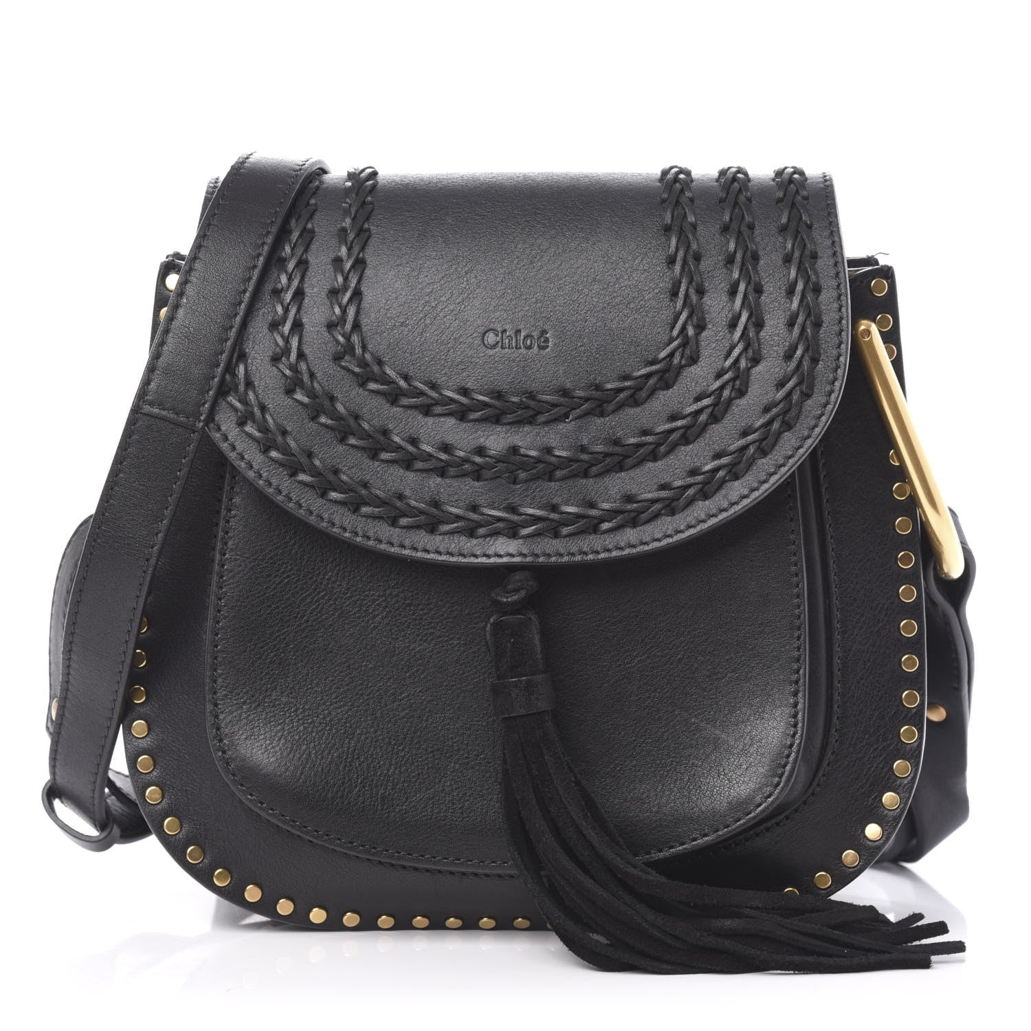 Chloe Calfskin Braided Small Hudson Shoulder Bag Black 1 of 12