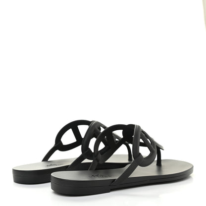 Hermes Rubber Womens Egerie Sandals 36 Black 4 of 8