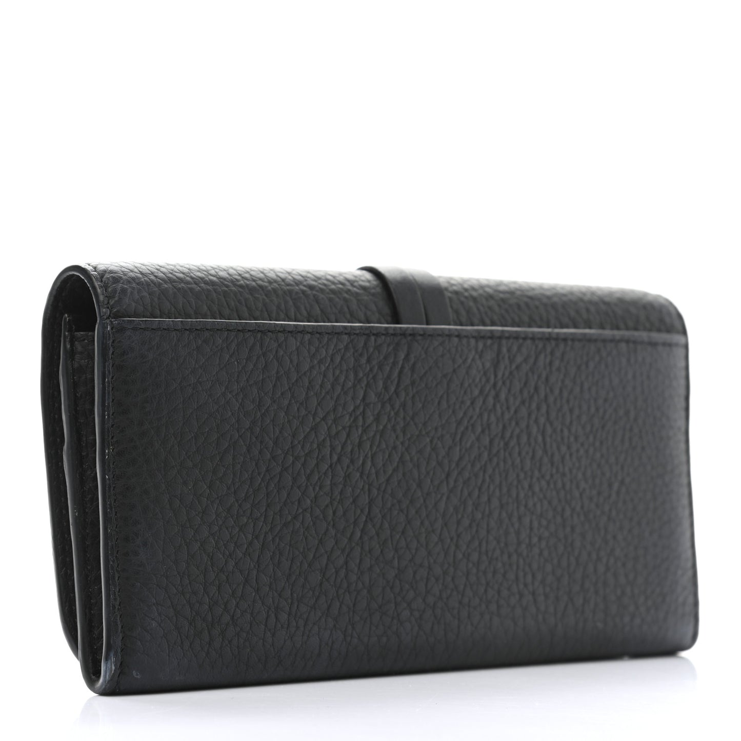 Grained Calfskin Alphabet Long Wallet Black