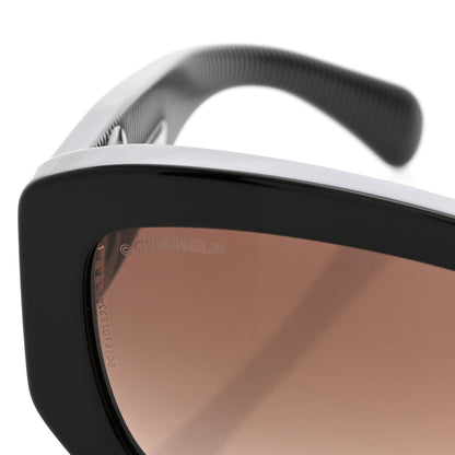 Chanel Acetate Rectangle Sunglasses 5493 Black Brown 7 of 8