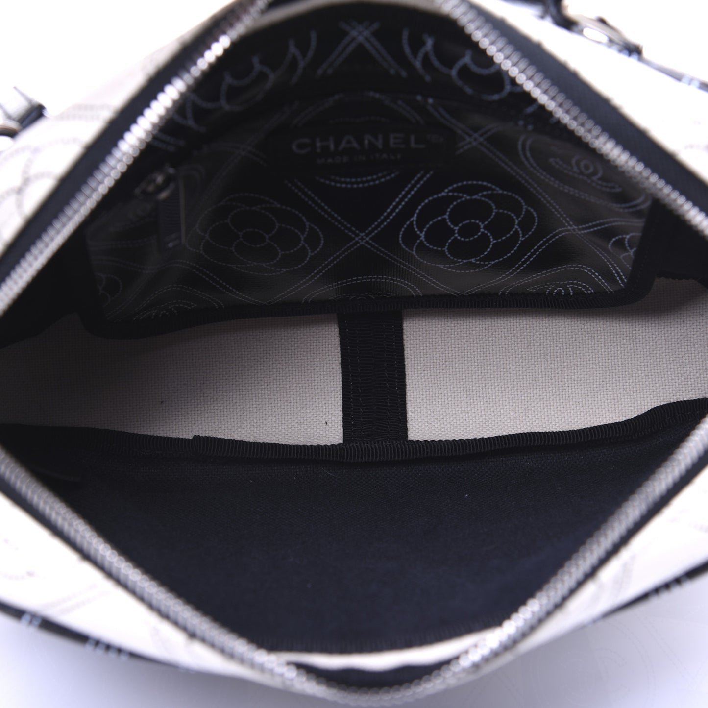 Coated Canvas Calfskin Camellia Printed Camera Case Black Beige