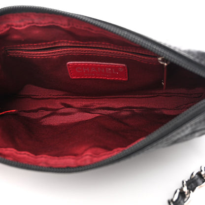 Chanel Aged Calfskin Quilted Cotton Club Pochette Black 5 of 12