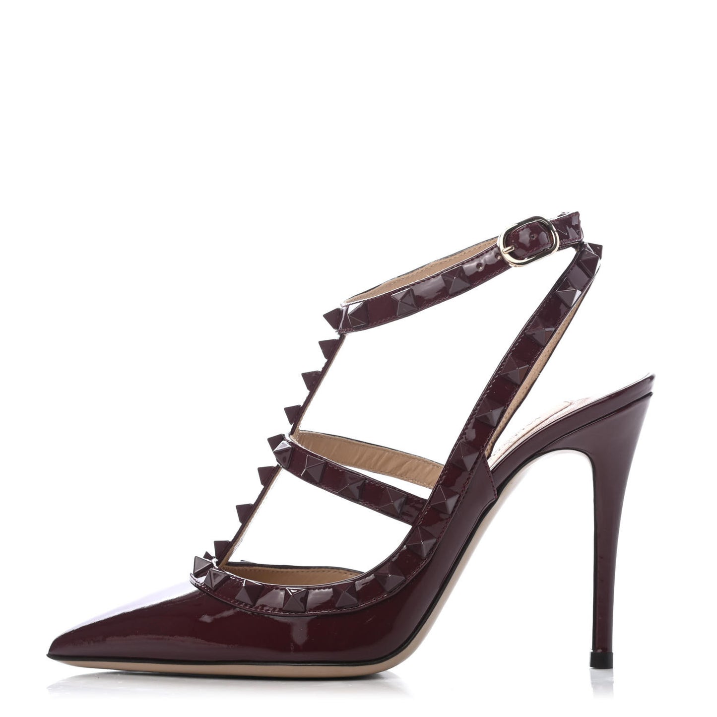 Patent Rockstud Ankle Strap Pumps 35 Rubin