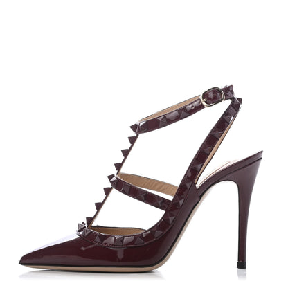 Valentino Garavani Patent Rockstud Ankle Strap Pumps 35 Rubin 1 of 4