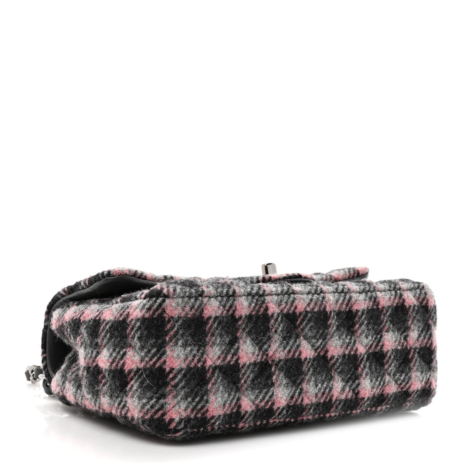 Chanel Wool Plaid Quilted Mini Rectangular Flap Pink Grey Multicolor 4 of 10