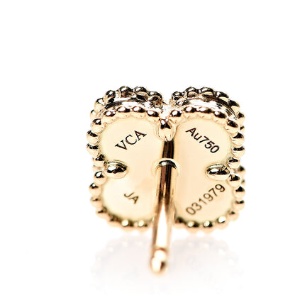 Van Cleef & Arpels 18K Yellow Gold Mother of Pearl Sweet Alhambra Earrings 4 of 5