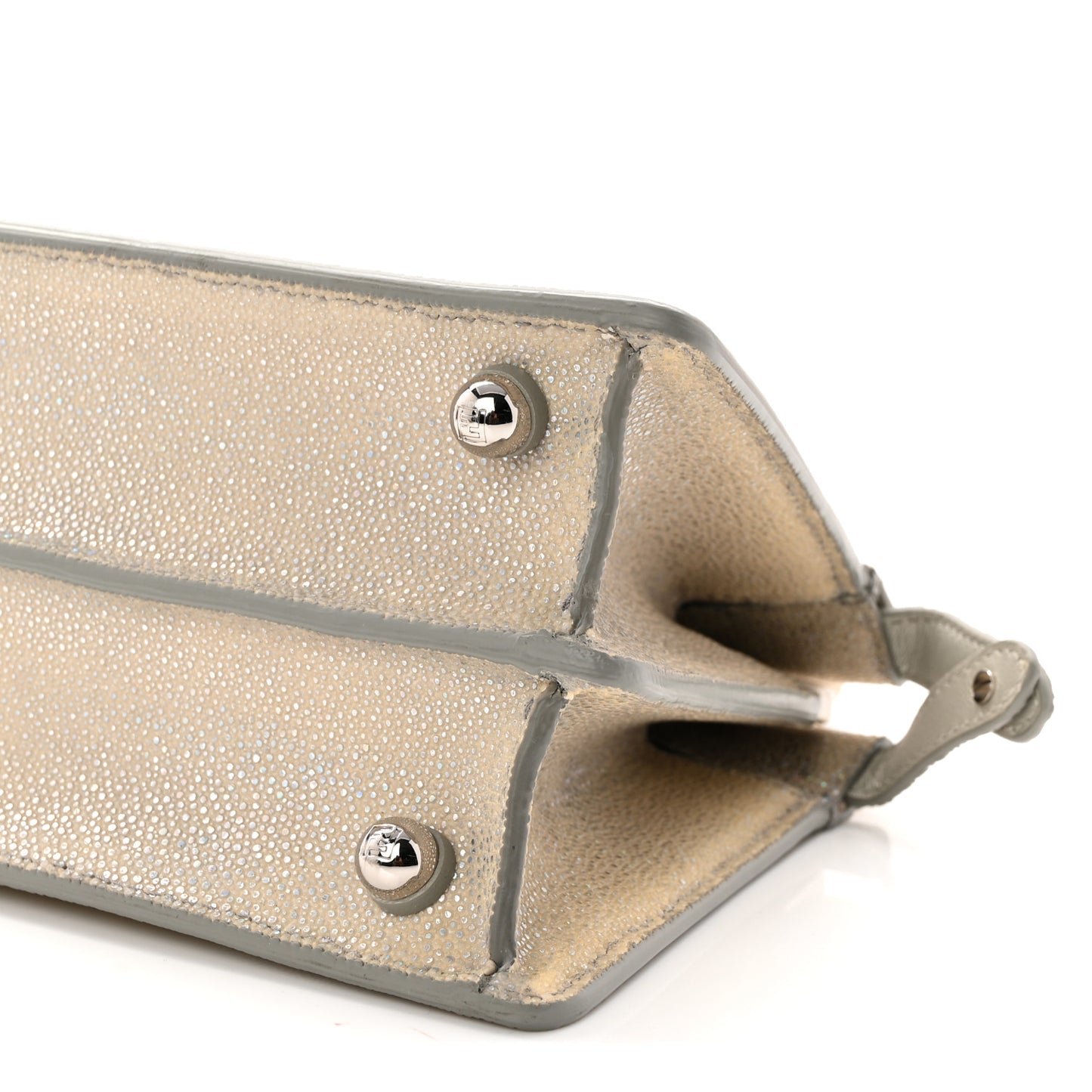 Stingray Shiny Nappa Petite Peekaboo I SEE U Satchel Beige