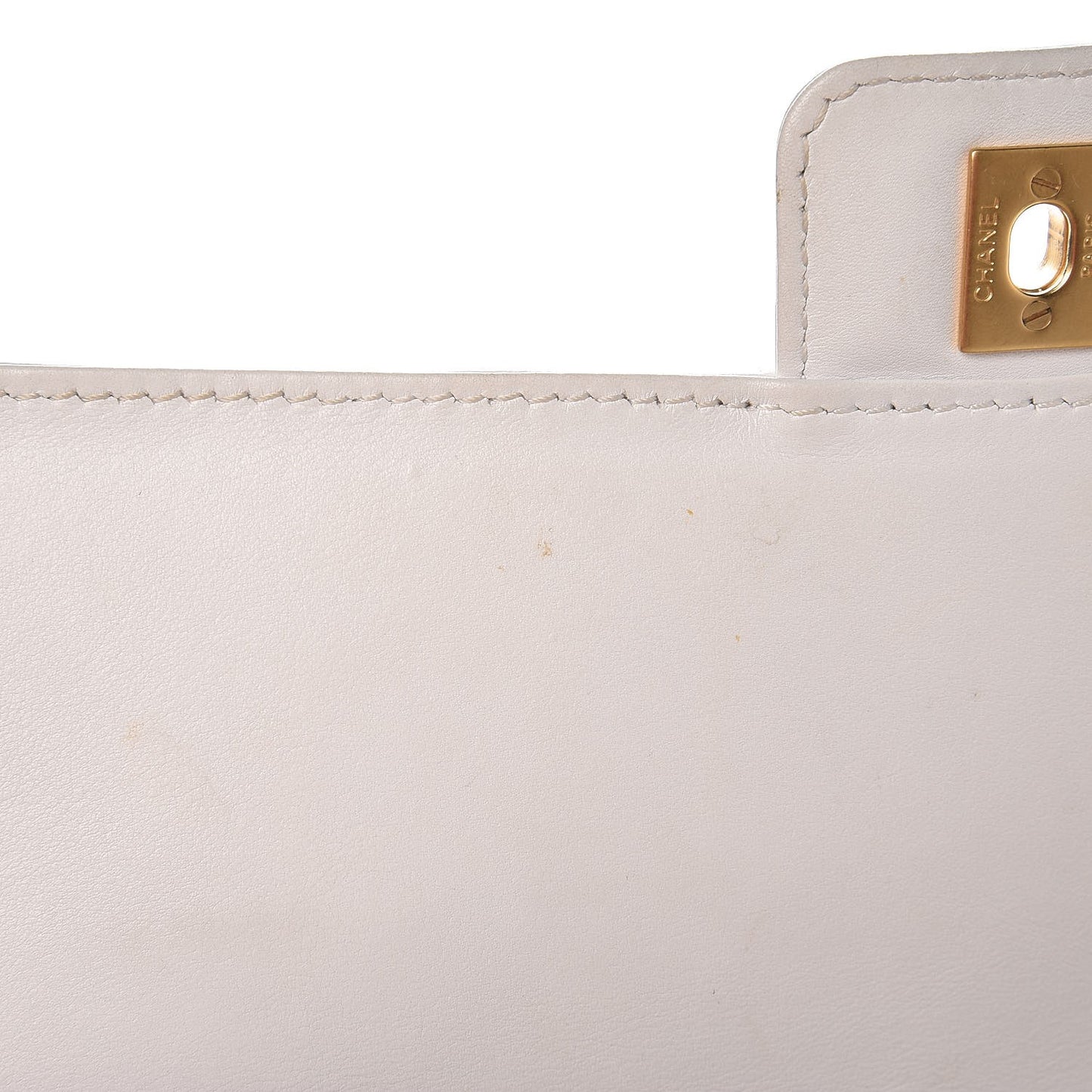 Lambskin Canvas Quilted Top Handle Flap Bag White