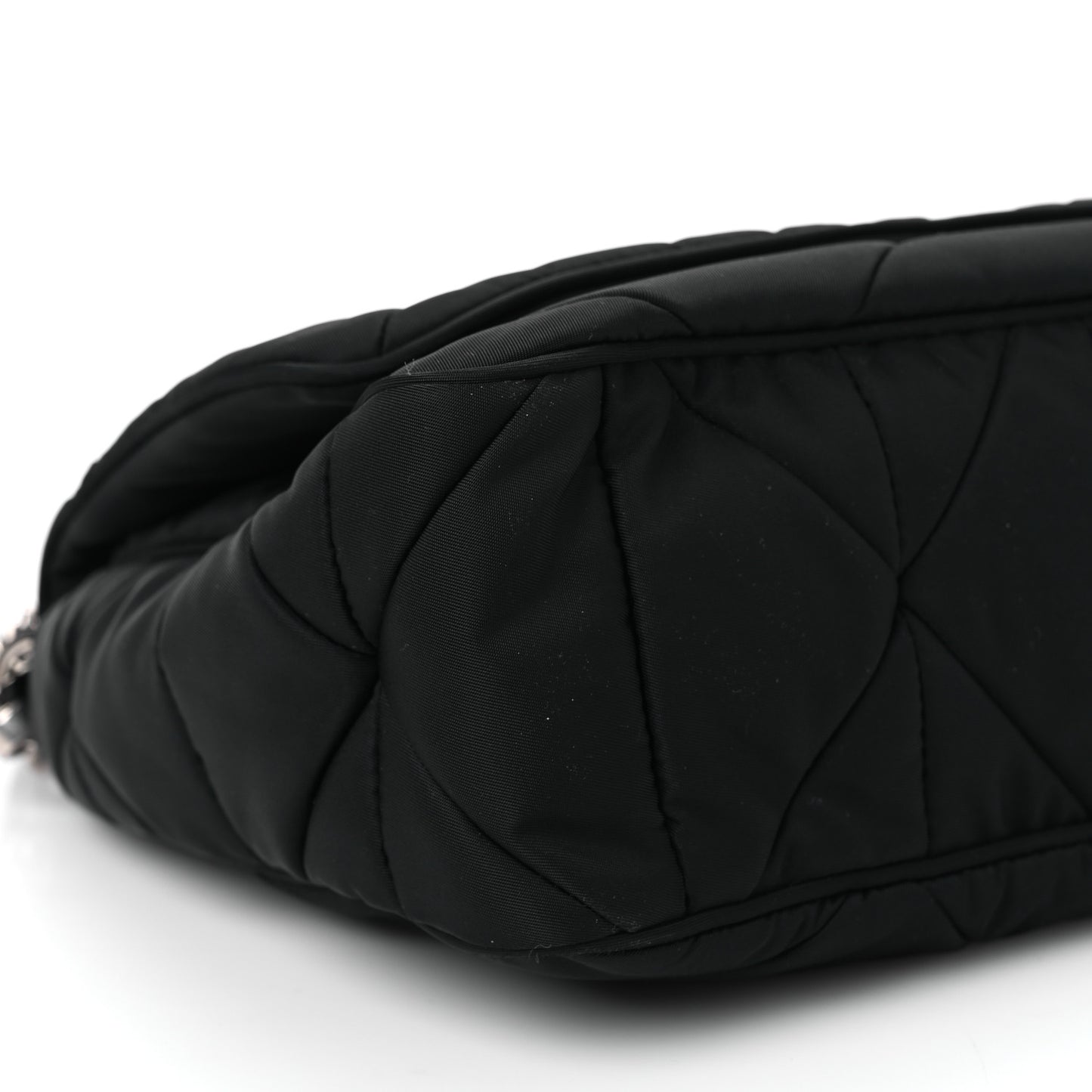 Re-Nylon Quilted Padded Flap Shoulder Bag Black