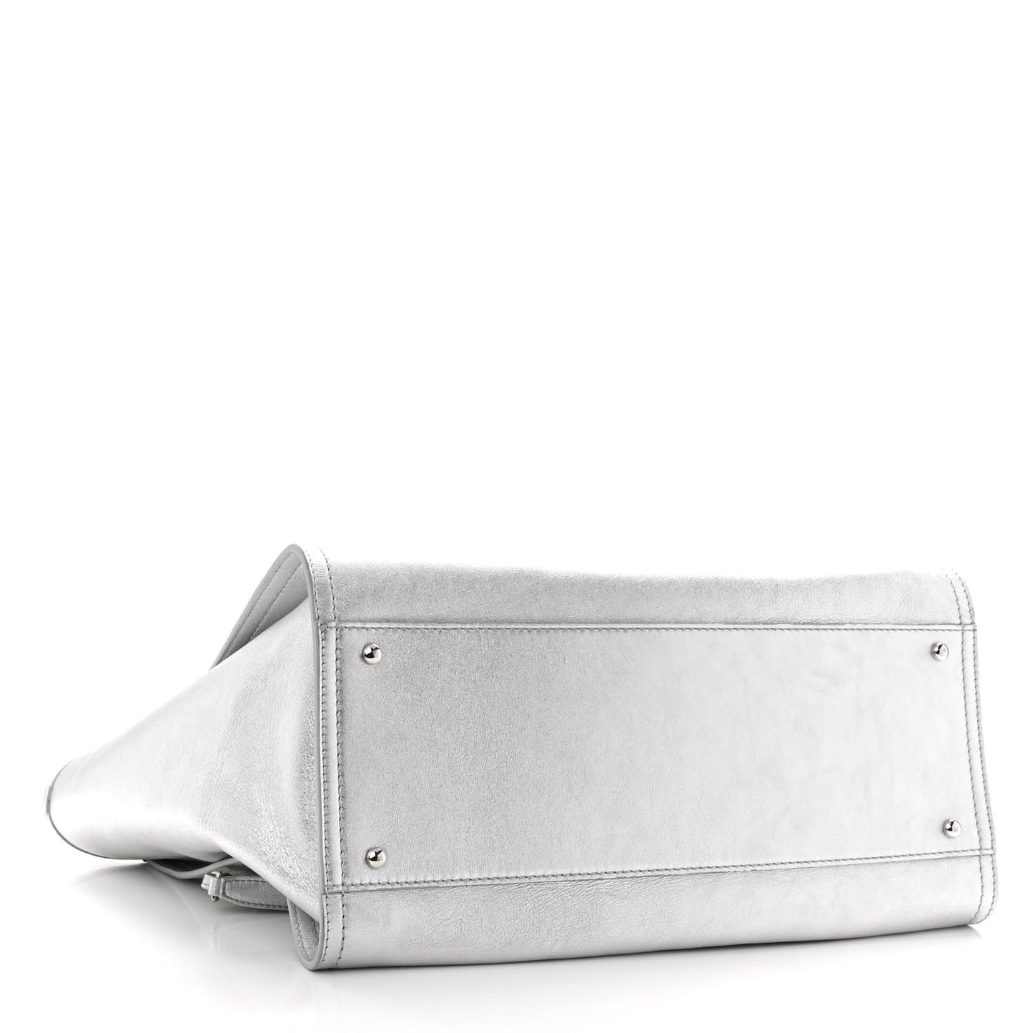 Metallic Calfskin Medium Deauville Tote Silver