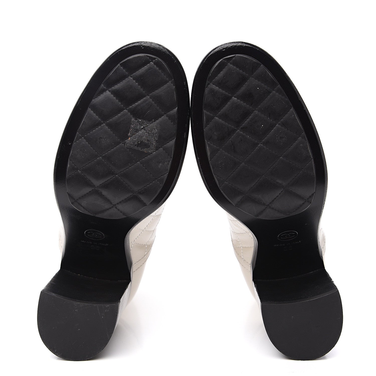 Chanel Calfskin Quilted Cap Toe Boots 38 White Black 5 of 11