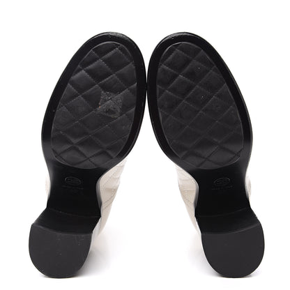 Chanel Calfskin Quilted Cap Toe Boots 38 White Black 5 of 11