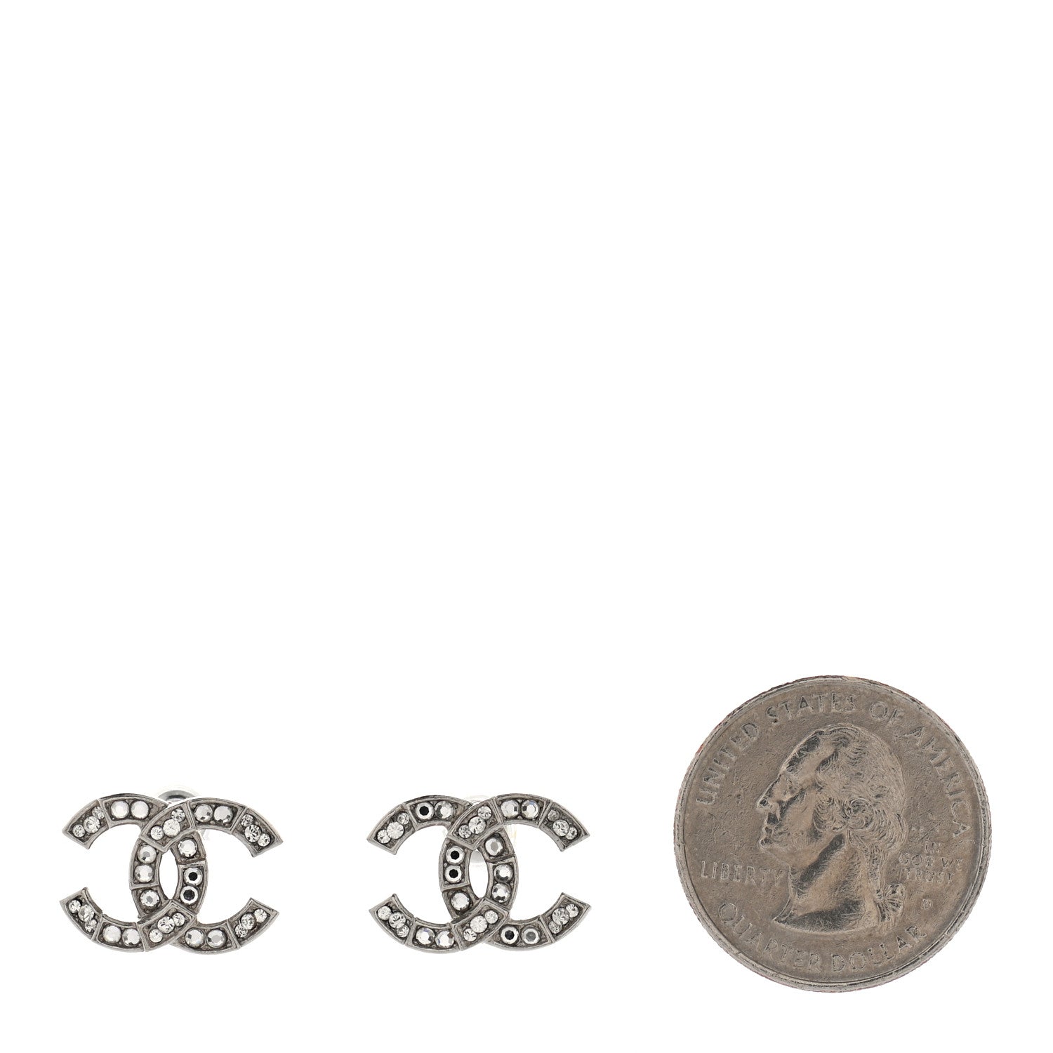 Chanel Crystal Large CC Earrings Silver 2 of 4