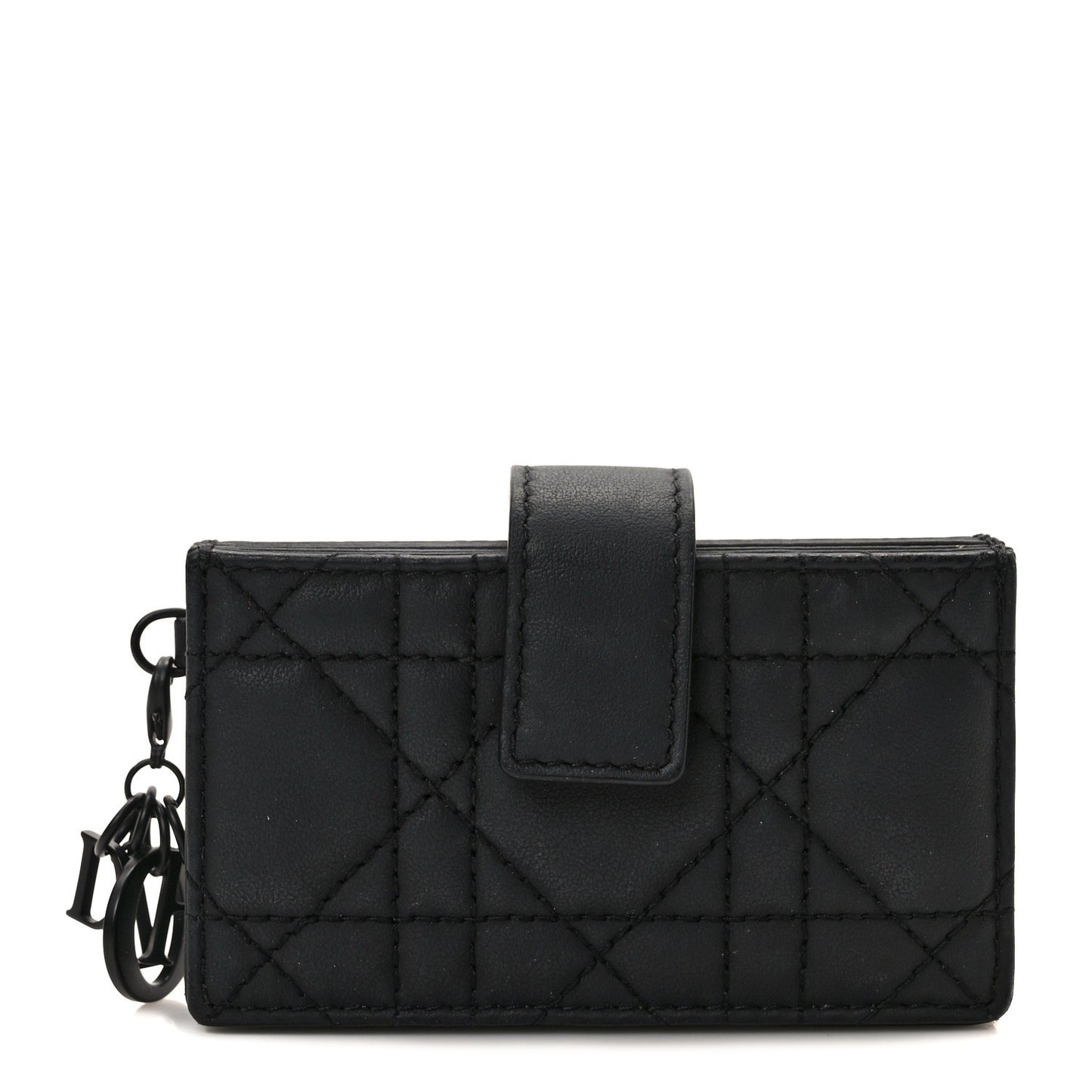 Ultra Matte Calfskin Cannage Lady Dior 5-Gusset Card Holder Black