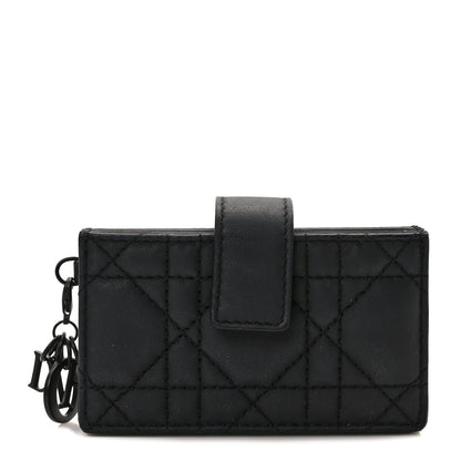 Christian Dior Ultra Matte Calfskin Cannage Lady Dior 5-Gusset Card Holder Black 1 of 6