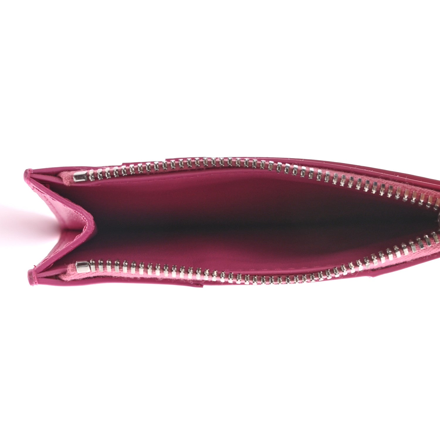 Bottega Veneta Metallic Patent Calfskin Intrecciato Zip Card Holder Pink 5 of 7