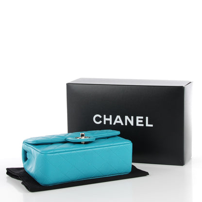 Chanel Lambskin Quilted Mini Rectangular Flap Turquoise 4 of 8