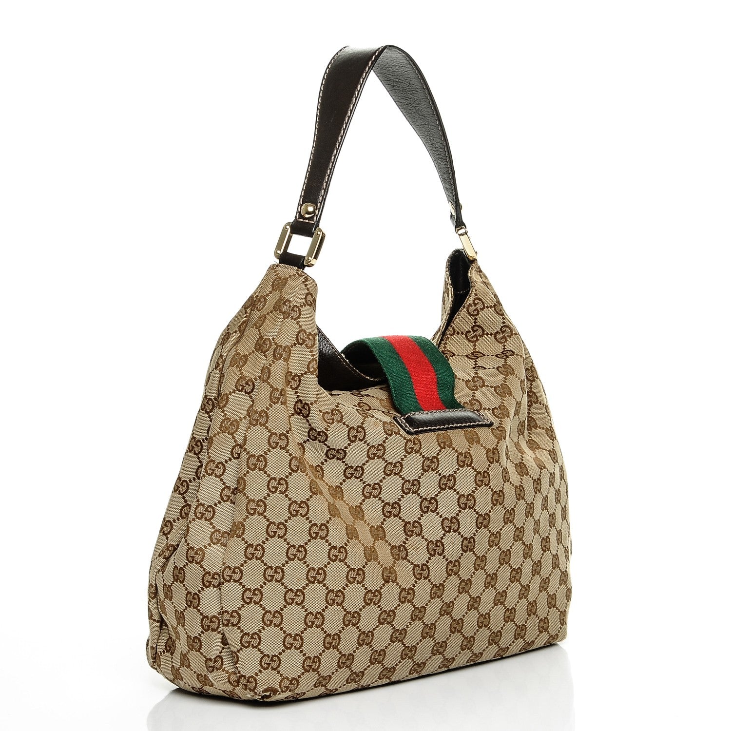 Gucci Monogram Large New Ladies Web Hobo Dark Brown 3 of 6