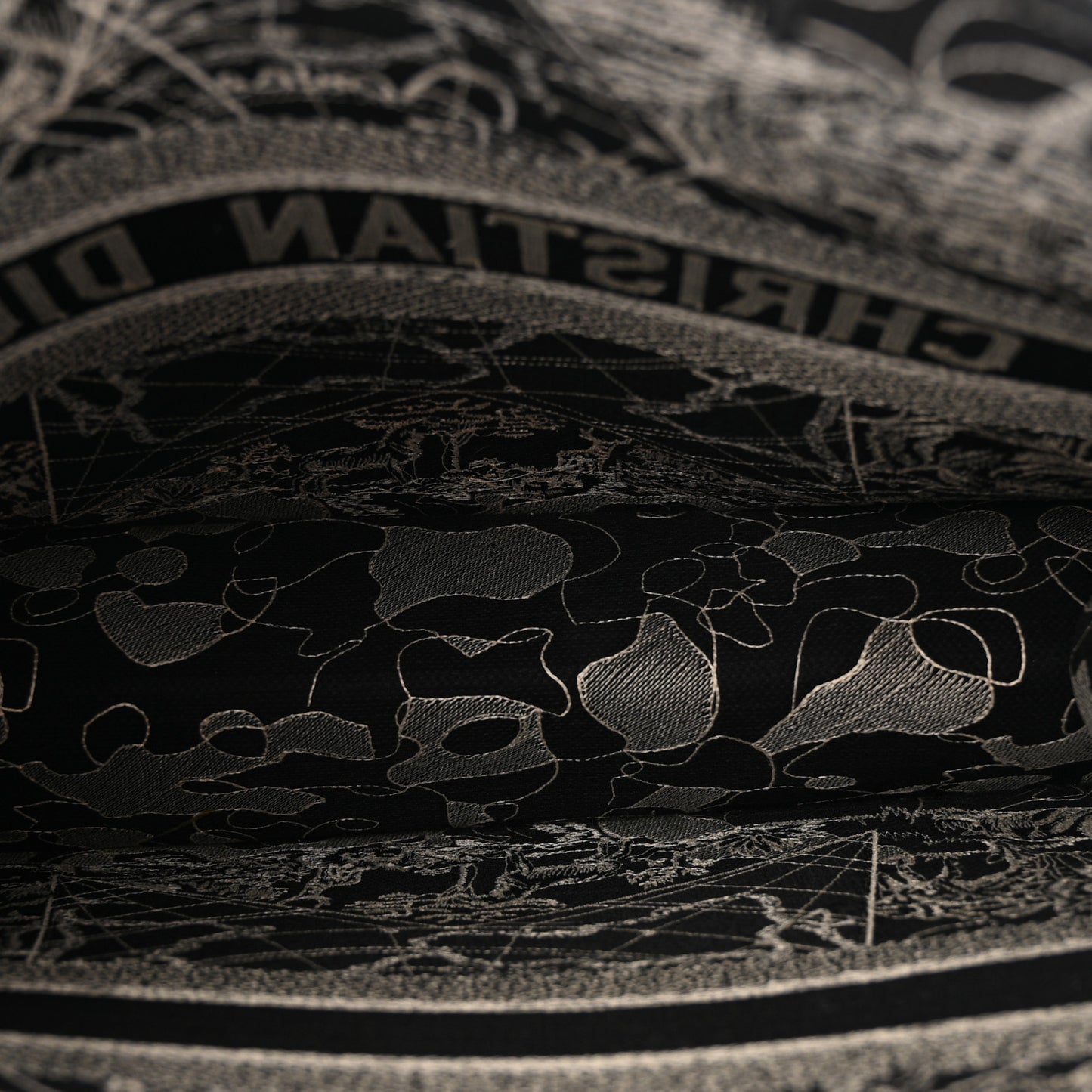 Canvas Embroidered Large Around The World Book Tote Black White