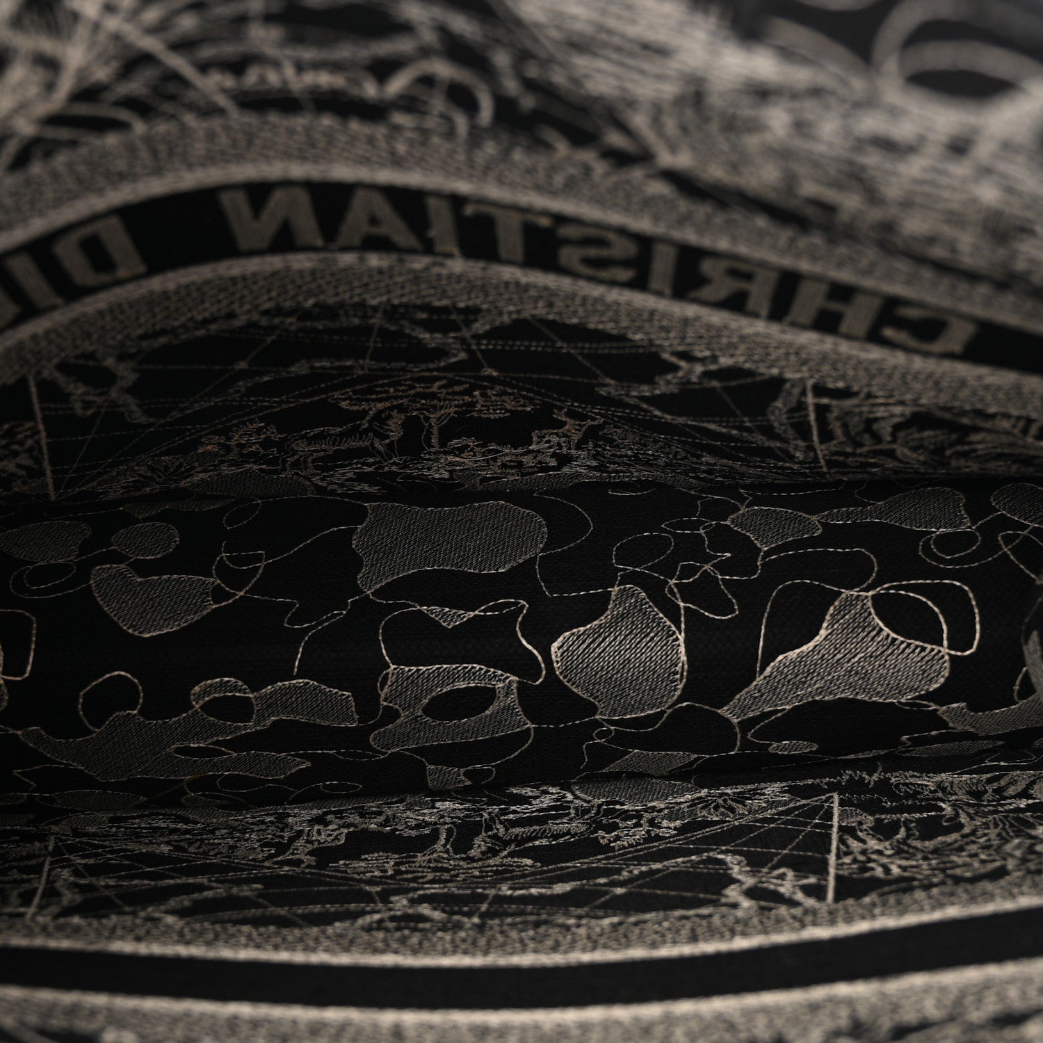 Christian Dior Canvas Embroidered Large Around The World Book Tote Black White 5 of 14