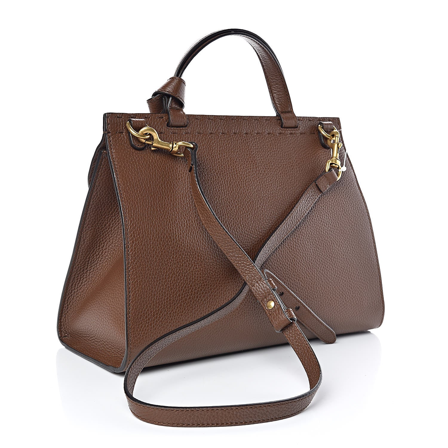 Gucci Calfskin Small GG Marmont Top Handle Bag Brown 3 of 9
