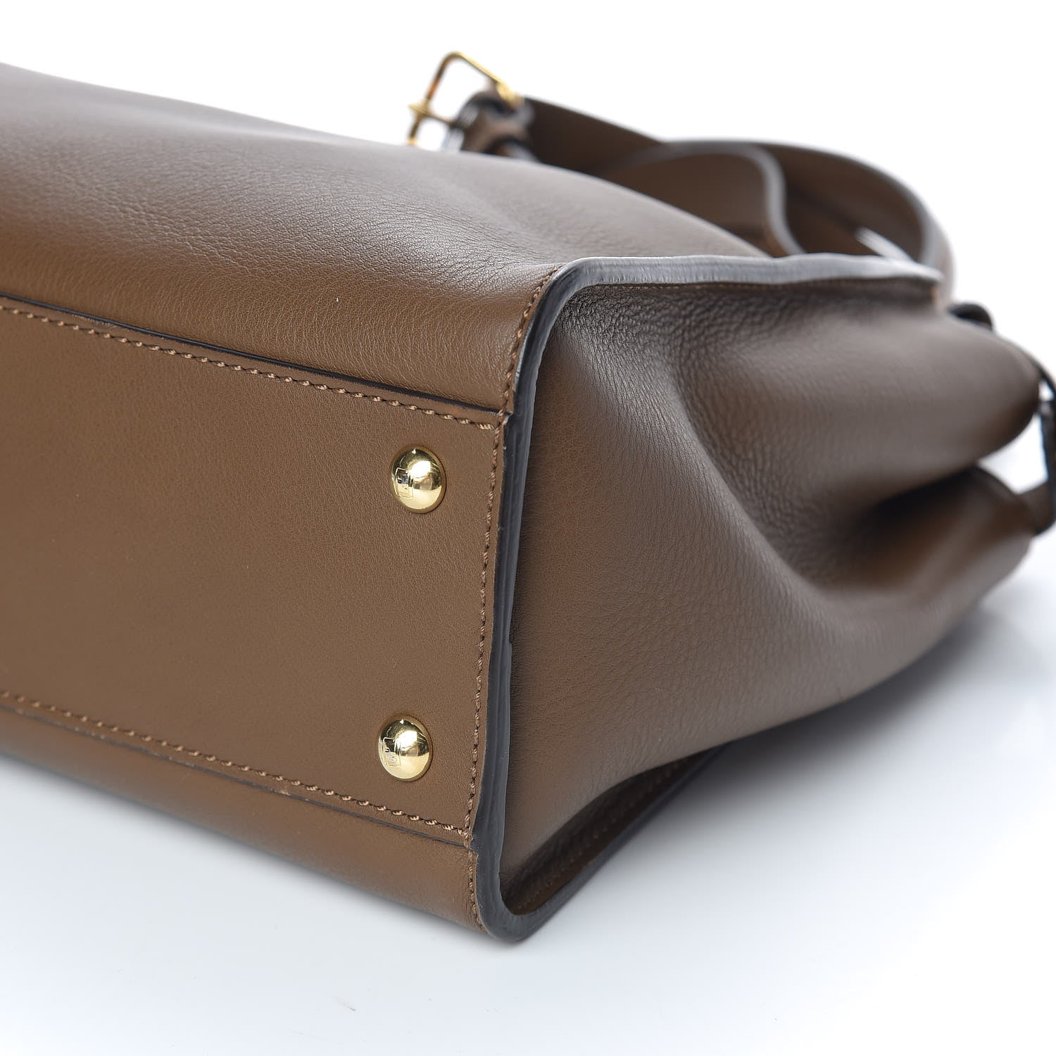 Fendi Vitello Seta Fabric Jacquard Pequin Medium Peekaboo Iconic Satchel Foresta Tobacco 10 of 14