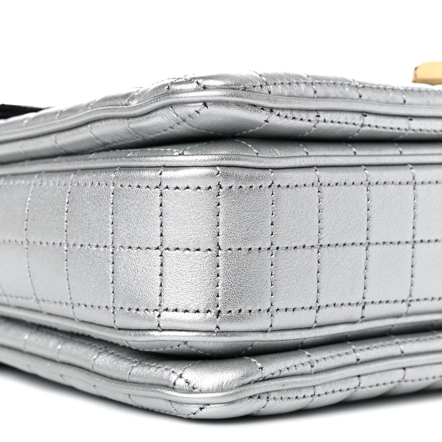 Calfskin Quilted Medium C Bag Silver Black