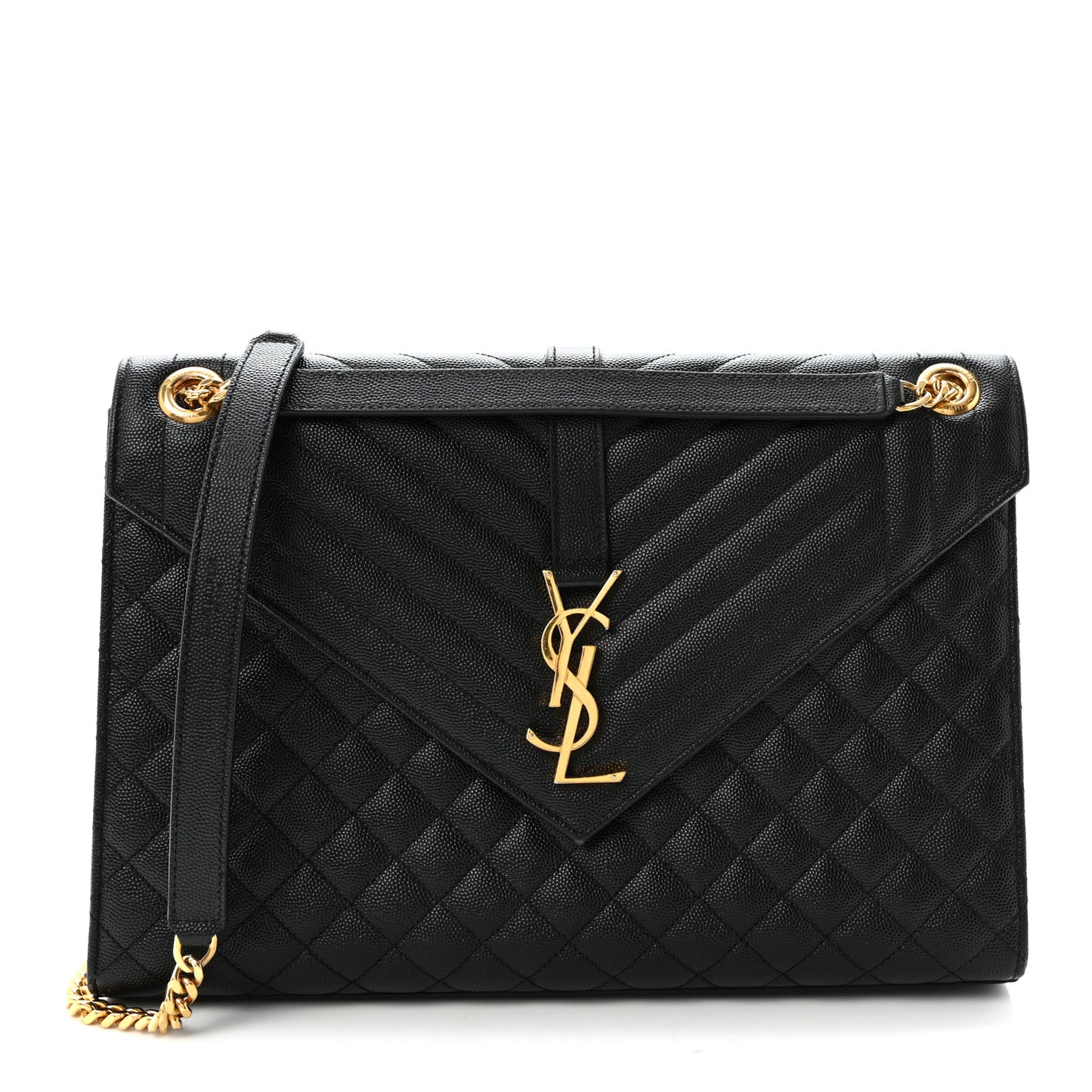 Grain De Poudre Textured Mixed Matelasse Large Triquilt Monogram Satchel Black