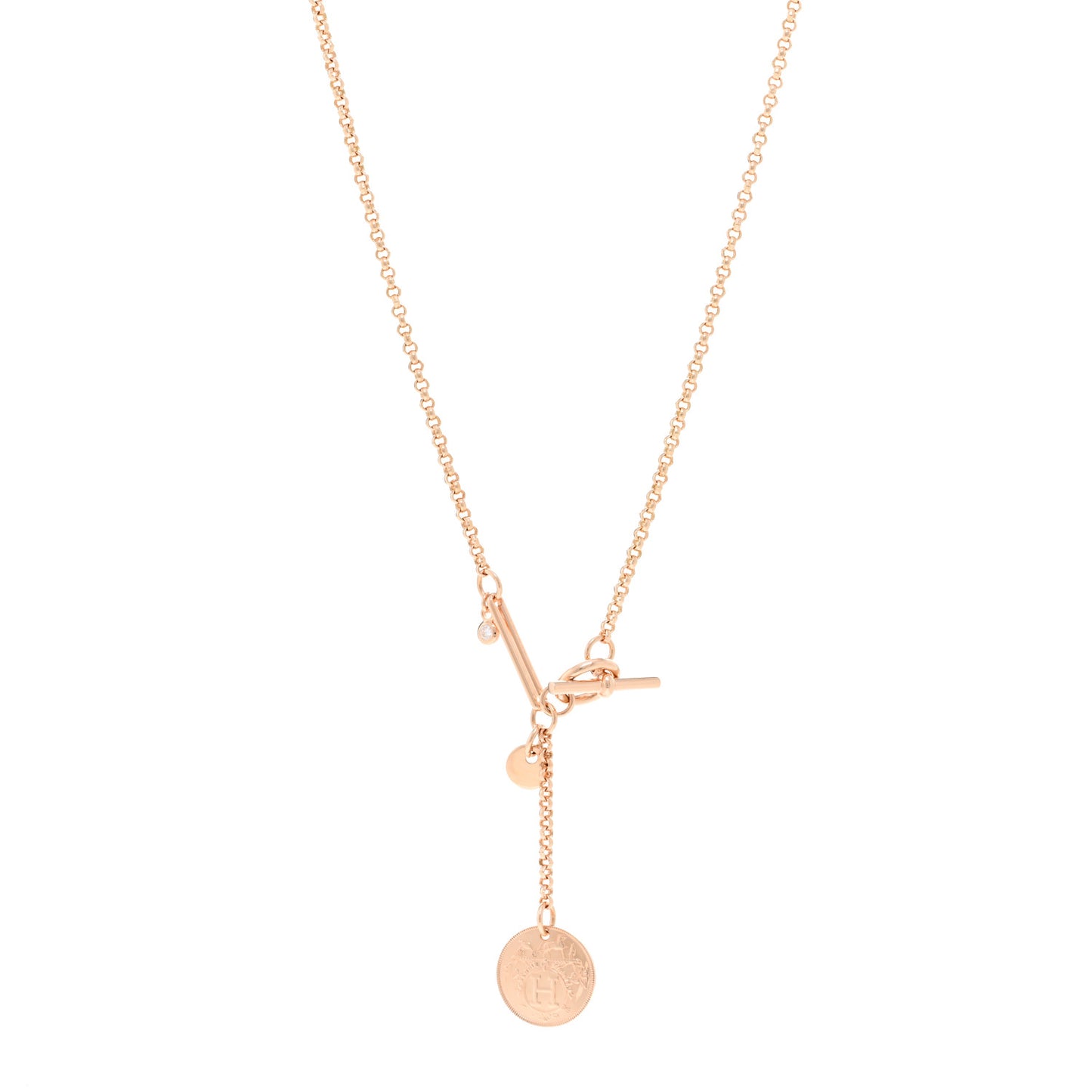 18K Rose Gold Diamond MM Ex-Libris Pendant Necklace