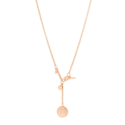 Hermes 18K Rose Gold Diamond MM Ex-Libris Pendant Necklace 1 of 5