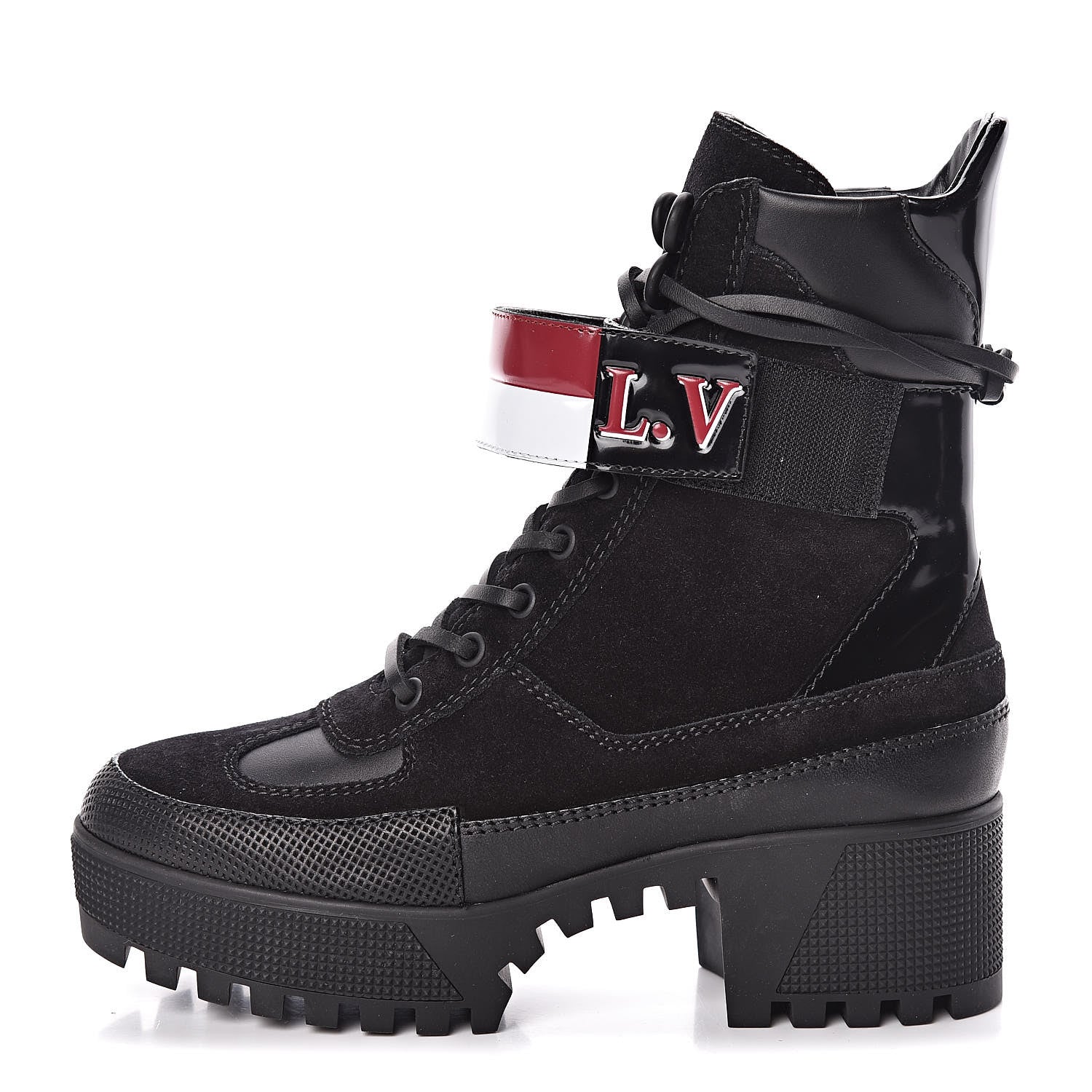 Louis Vuitton Suede Calfskin Laureate Platform Desert Boots 36 Black 1 of 9