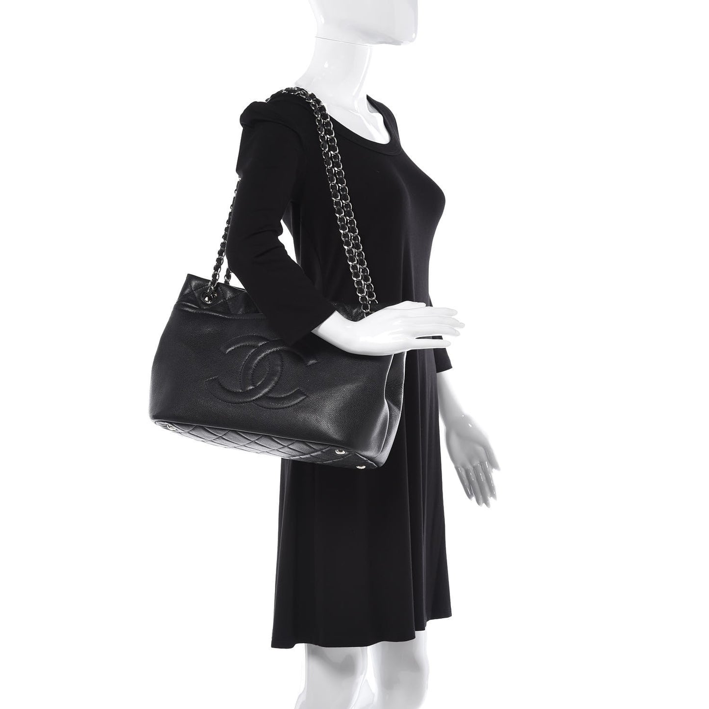 Caviar Quilted Timeless CC Soft Tote Black