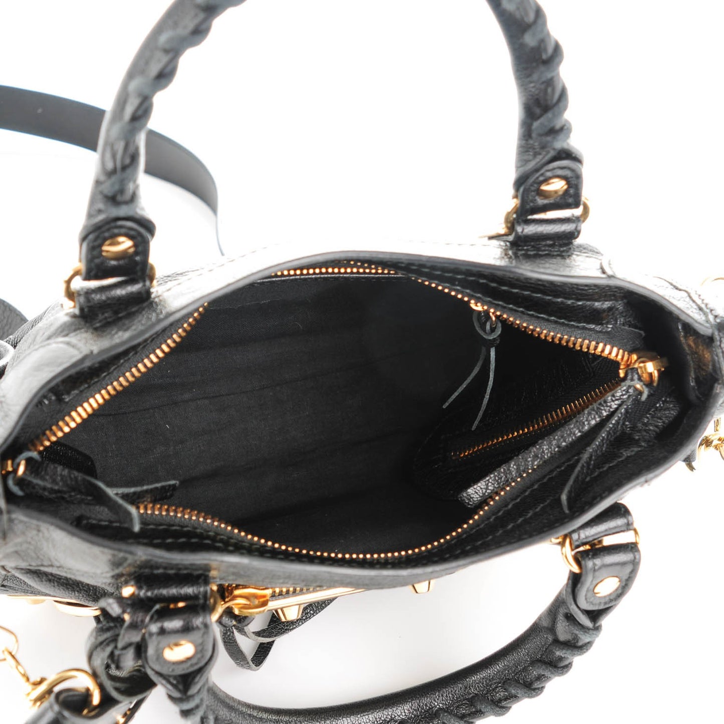 Chevre Gold Metallic Edge Hardware Mini City Black