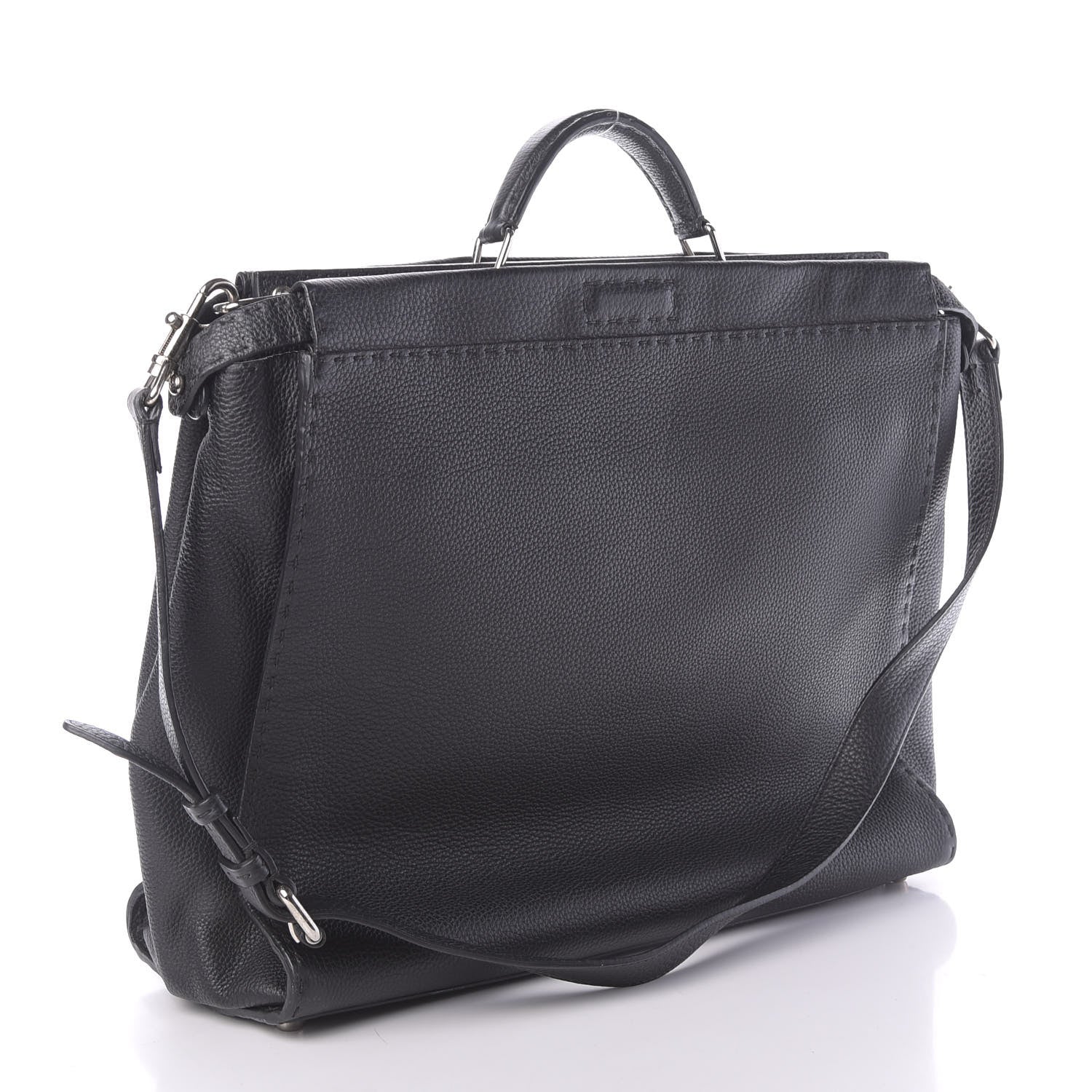 Fendi Cuoio Romano Selleria Monster Eyes Inlay Large Mens Peekaboo Iconic Essential Satchel Black Sunflower 3 of 13