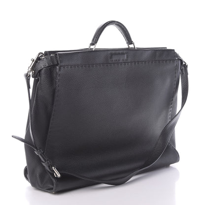 Fendi Cuoio Romano Selleria Monster Eyes Inlay Large Mens Peekaboo Iconic Essential Satchel Black Sunflower 3 of 13